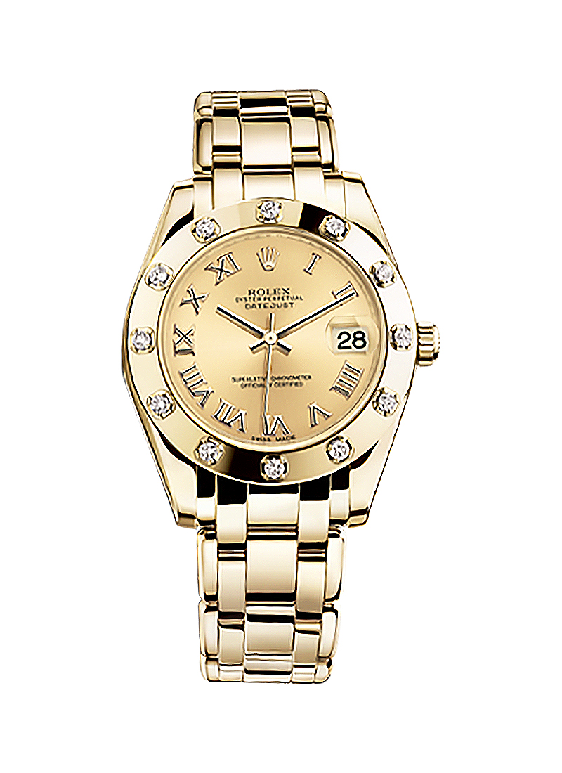 Pre-Owned Rolex Masterpiece Midsize in Yellow Gold with 12 Diamond Bezel