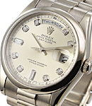 President Day Date 36mm in White Gold with Domed Bezel on President Bracelet ( heavy clasp ) with Silver Diamond Dial