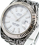 Datejust II 41mm by Fin Des Temps Fully Engraved Case and Bracelet - White Stick Dial