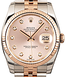 Men's Datejust 36mm in Steel with Rose Gold Fluted Bezel on Jubilee Bracelet with Pink Diamond Dial