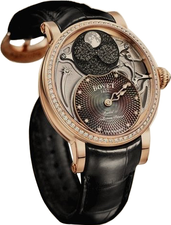 Dimier Recital 11 Miss Alexandra in Rose Gold on Black Crocodile Leather Strap with Brown MOP Dial 