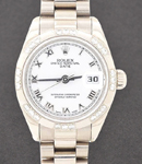 President 26mm in White Gold with Fluted & Diamond Bezel on President Bracelet with White Roman Dial