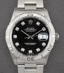 Datejust 36mm in Steel with Turn-O-Graph Bezel on Oyster Bracelet with Black Diamond Dial