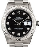 Datejust 36mm in Steel with Turn-O-Graph Bezel on Oyster Bracelet with Black Diamond Dial