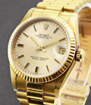 Midsize President 31mm Ref 68278 in Yellow Gold Fluted Bezel on President Bracelet with Champagne Stick Dial