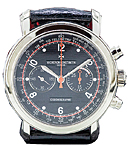 Malte Manual Chronograph in White Gold - Dubali Limited Edition on Black Crocodile Leather Strap with Black Guilloche Dial