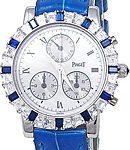 Dancer 29mm in White Gold with Baguette Diamonds Bezel on Blue Crocodile Leather Strap with Mother of Pearl Dial