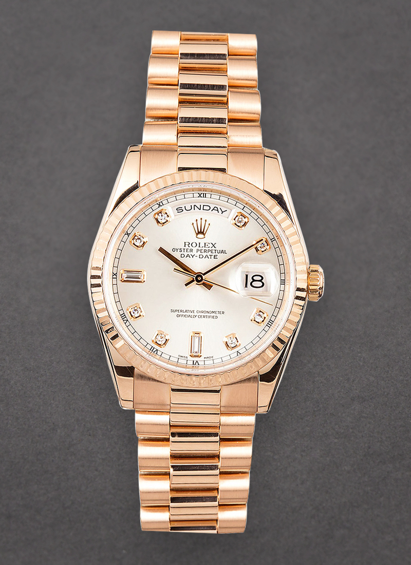 Pre-Owned Rolex President 36mm Day Date in Rose Gold with Fluted Bezel