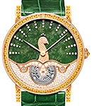Rondo Tourbillon Earth Peacock in Rose Gold with Baguette Diamonds Bezel on Green Alligator Leather Strap with Grand Feu Enamel Dial