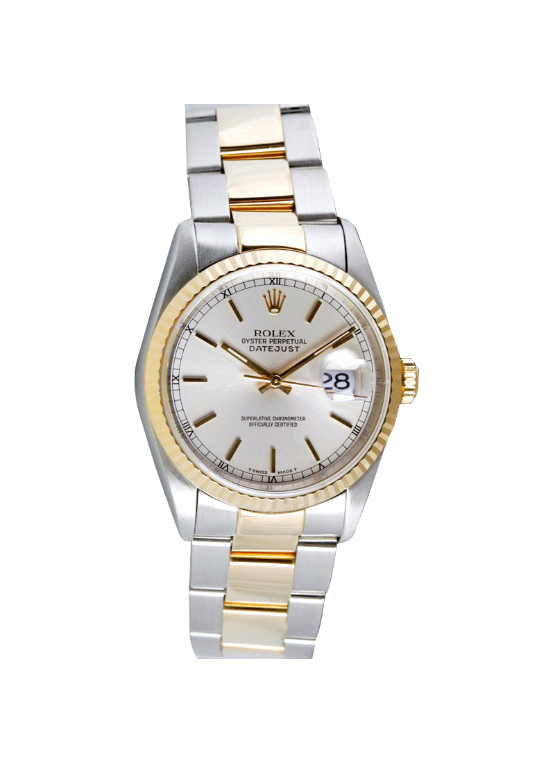 Pre-Owned Rolex Datejust 36mm in Steel with Yellow Gold Fluted Bezel