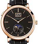 Saxonia Moon Phase in Rose Gold on Black Crocodile Leather Strap with Black Dial