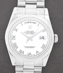 President Day Date 36mm in White Gold with Smooth Bezel on President Bracelet with White Roman Dial