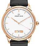 Astrale Grande Heure Minute Calendar 43mm Automatic in Rose Gold on Black Alligator Leather Strap with Ivory Dial