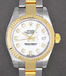 Datejust Lady's 26mm in Steel with Yellow Gold Fluted Bezel on Bracelet with White Diamond Dial