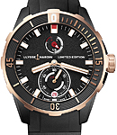 Diver Chronometer in Titanium and 18K Rose Gold Bezel on Black Rubber Strap with Black Dial