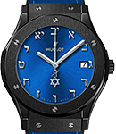 Classic Fusion 45mm Automatic in Black Ceramic on Blue Alligator/Rubber Strap with Blue Sunray Dial