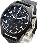 Pilots Chronograph Top Gun in Black Ceramic on Black Fabric Strap with Black Dial