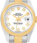 Lady 2-Tone Datejust in Steel with Yellow Gold Smooth Bezel on Bracelet with White Diamond Dial