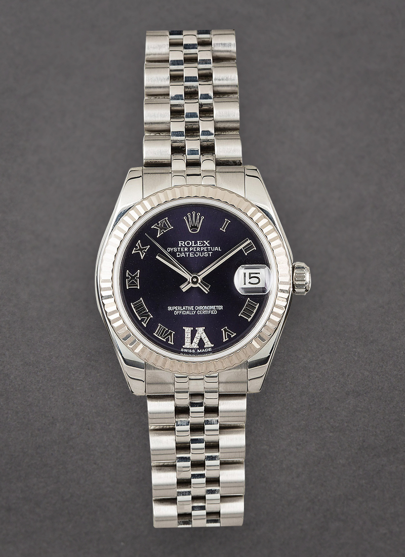 Pre-Owned Rolex Mid Size 31mm Datejust in Steel with Fluted Bezel