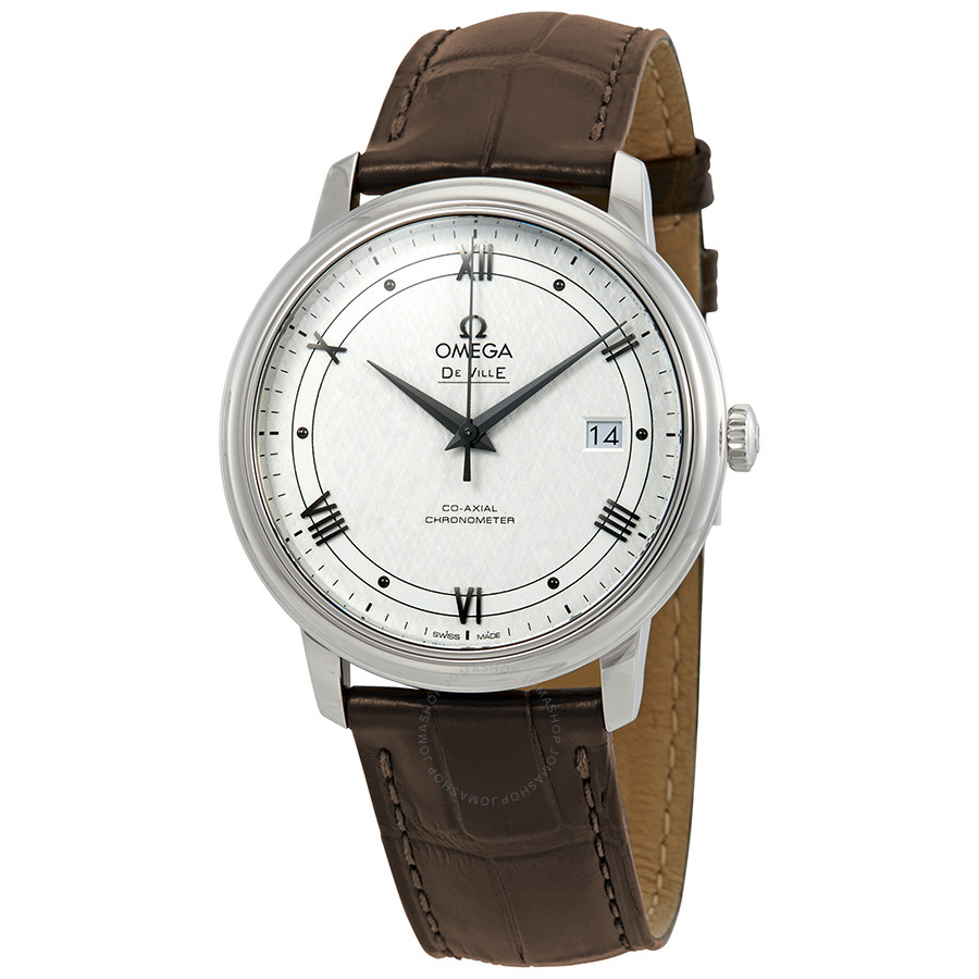 De Ville in Stainless Steel on Brown Crocodile Leather Strap with Silver-tone Dial