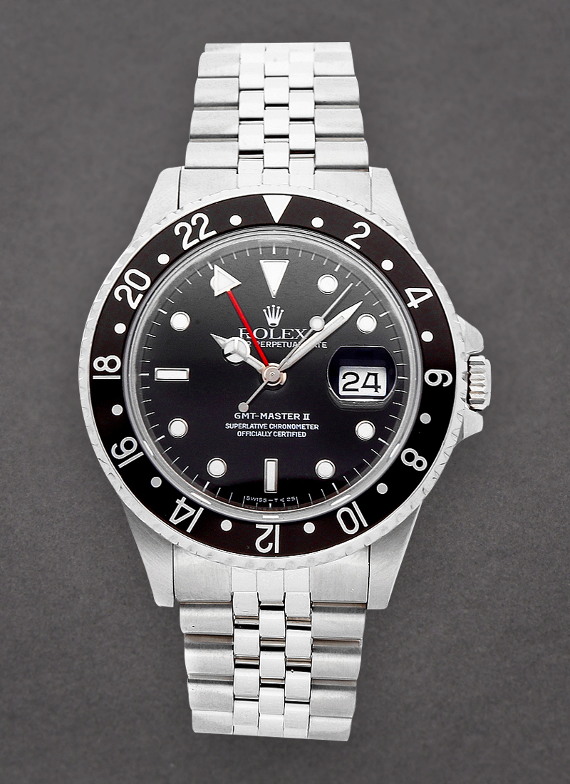 Pre-Owned Rolex GMT Master II 40mm in Steel with Black Bezel