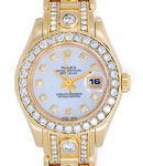 Masterpiece 29mm in Yellow Gold with 32 Diamond Bezel on Pearlmaster Diamond Bracelet with MOP Diamond Dial