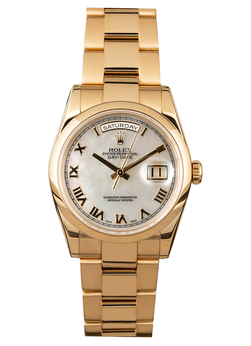 Pre-Owned Rolex Day Date President 36mm in Yellow Gold with Smooth Bezel