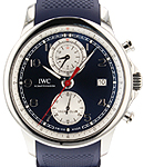 Portuguese Yacht Club Chronograph 43.5mm in Stainless steel on Blue Rubber Strap with Blue Dial