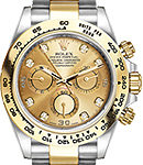 Daytona 40mm in Steel with Yellow Gold Bezel on Oyster Bracelet with Champagne Diamond Dial