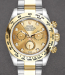 Daytona 40mm in Steel with Yellow Gold Bezel on Oyster Bracelet with Champagne Diamond Dial