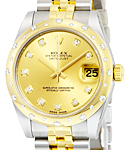 Datejust Midsize 31mm in Steel with Yellow Gold Scattered Diamond Bezel on Jubilee Bracelet with Champagne Diamond Dial