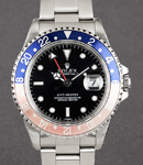 GMT Master in Steel with Red and Blue Pepsi Bezel on Bracelet with Black Dial