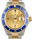 Submariner 2-Tone with Champagne Serti Dial Case has Holes - Bracelet has gold through Buckle