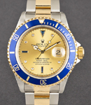 Submariner 2-Tone with Champagne Serti Dial Case has Holes - Bracelet has gold through Buckle