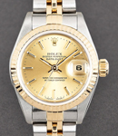 Datejust Lady's 26mm in Steel and Yellow Gold Fluted Bezel on Jubilee Bracelet with Champagne Stick Dial