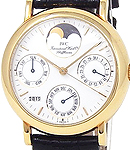 Portofino Perpetual Calendar 35mm in Yellow Gold on Black Crocodile Leather Strap with White Dial