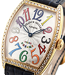 Color Dreams 2852 in Yellow Gold with Diamond Case on Strap with Silver Guilloche Dial