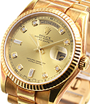 Unpolished Yellow Gold 36mm President Ref 118238 on President Bracelet with Champagne Diamond Dial - Circa 2000
