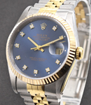 2-Tone Datejust 36mm with Yellow Gold Fluted Bezel    on Jubilee Bracelet with Blue Diamond Dial