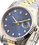2-Tone Datejust 36mm with Yellow Gold Fluted Bezel    on Jubilee Bracelet with Blue Diamond Dial