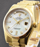 President 36mm Yellow Gold President Ref 118238 on President Bracelet with Factory Mother of Pearl Diamond Dial