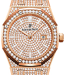 Royal Oak Automatic in Rose Gold with Diamond Bezel on Rose Gold Pave Diamond Bracelet with Pave Diamond Dial