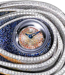 Haute Joaillerie Sapphire Orbe Quartz in White Gold with Diamonds on White Gold Diamond Bracelet with Orange Sapphires Dial