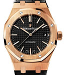 Royal Oak 41mm Automatic in Rose Gold on Black Crocodile Leather Strap with Black Dial