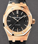 Royal Oak 41mm Automatic in Rose Gold on Black Crocodile Leather Strap with Black Dial