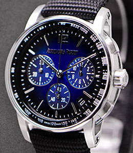 Code 11.59 Chronograph Automatic in White Gold on Blue Crocodile Leather Strap with Blue Dial