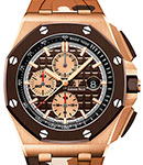Royal Oak Offshore Chronograph in Rose Gold with Brown Ceramic Bezel on Camouflage Plain Brown Rubber Strap with Brown Dial