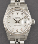 Datejust Lady 26mm in Steel and white Gold with Fluted Bezel On Bracelet with Silver Diamond Dial