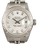Datejust Lady 26mm in Steel and white Gold with Fluted Bezel On Bracelet with Silver Diamond Dial
