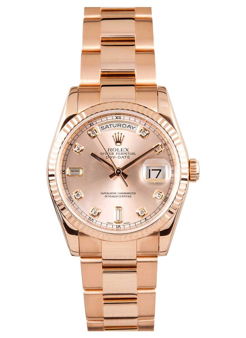 Pre-Owned Rolex President 36mm Day Date in Rose Gold with Fluted Bezel